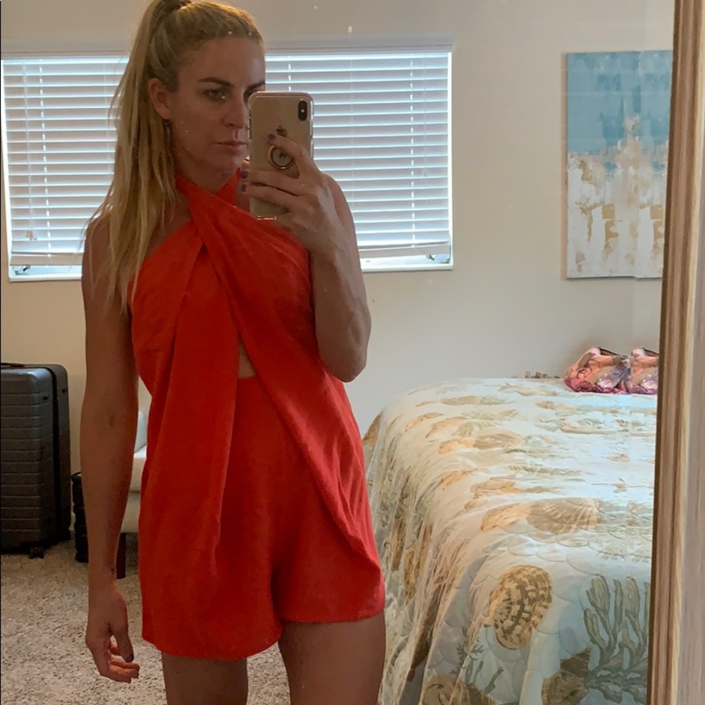 Red Free People Romper